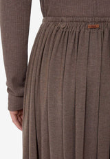 Max Mara Livrea Pleated Maxi Skirt Brown 2621776011600-10120F-004