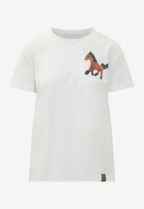 Stella McCartney Watercolor Horse Print T-shirt White 6J02733SQA83_9000