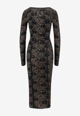 Elisabetta Franchi Monogram V-neck Lace Dress Black AM26Q66E2FR9_Black_70281217