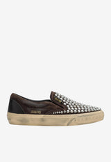 Golden Goose DB Studded Suede Slip-On Sneakers Brown GWF00306F008763/T_GOLDE-55381