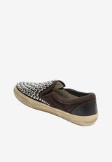 Golden Goose DB Studded Suede Slip-On Sneakers Brown GWF00306F008763/T_GOLDE-55381