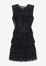 Elisabetta Franchi Ruffled Lace Mini Dress Black AB98366E2110_Black_70281244