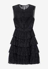 Elisabetta Franchi Ruffled Lace Mini Dress Black AB98366E2110_Black_70281244