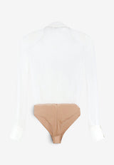 Elisabetta Franchi Fitted V-neck Bodysuit White CB00866E2360_Avorio_70281276