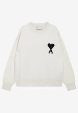 AMI PARIS Intarsia Knit Ami De Coeur Sweater White UKS838018/T_AMI-151