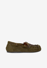 P.A.R.O.S.H Suede Leather Loafers Green D070283POKSHOE_005