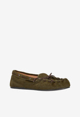 P.A.R.O.S.H Suede Leather Loafers Green D070283POKSHOE_005