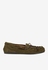 P.A.R.O.S.H Suede Leather Loafers Green D070283POKSHOE_005