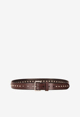 P.A.R.O.S.H Studded Leather Belt Brown D040510BLOUBELT_086
