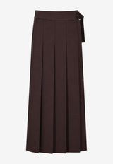 P.A.R.O.S.H Pleated Midi Skirt Brown D621213LILIUXY26_086