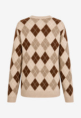 P.A.R.O.S.H Argyle Alpaca Blend Sweater Beige D540996LAMB_808