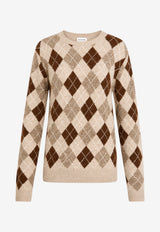 P.A.R.O.S.H Argyle Alpaca Blend Sweater Beige D540996LAMB_808