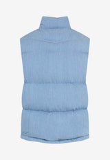 Denim-Effect Quilted Down Vest