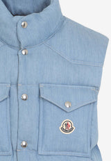 Denim-Effect Quilted Down Vest