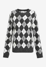 P.A.R.O.S.H Argyle Alpaca Blend Sweater Gray D540996LAMB_815