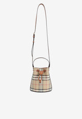 Checked Drawstring Bucket Bag