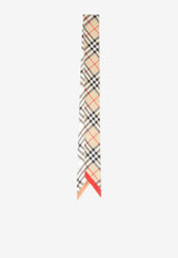 Check Silk Skinny Scarf