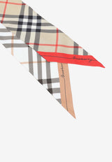 Check Silk Skinny Scarf