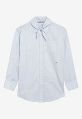 Prada Long-Sleeved Shirt with Scarf Light Blue P470JROOO1XV2/T_PRADA-F0M10