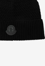 Moncler Logo Patch Wool Beanie Black 3B00026M4281/T_MONCL-999