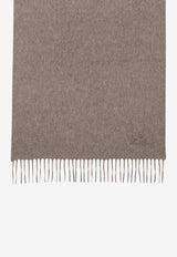 Loro Piana Embroidered Logo Cashmere Fringe Scarf Beige FAO3766WS/T_LORO-H0QP