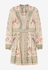 Zimmermann Roselight Plunge Tapestry Print Mini Dress Multicolor 0932DSS264SATF_Sage Tapestry Floral_70224403