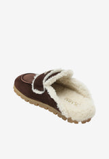 Prada Suede and Shearling Clogs Brown 1R129OZF20JFT/T_PRADA-F0003
