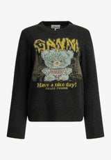 GANNI Jacquard Knit Teddy Sweater Black A1150058252_e42b1d2b-8eaa-45d6-a872-d68a345dfa0e