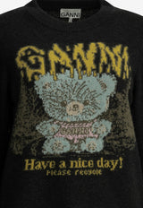 GANNI Jacquard Knit Teddy Sweater Black A1150058252_e42b1d2b-8eaa-45d6-a872-d68a345dfa0e
