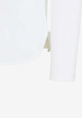 Long-Sleeved Silk Shirt with Embellished Collar