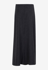 Longline Fluid Wool Midi Skirt