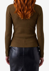 Max Mara Gergo Ribbed Polo Sweater Green 2621366101600-10012F-007
