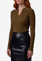 Max Mara Gergo Ribbed Polo Sweater Green 2621366101600-10012F-007