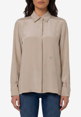 Max Mara Geranium Silk Shirt Taupe 2621116021600-10175-007