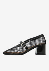 Alaïa 55 Mary-Jane Fishnet Pumps Black AA3A2001A028--999