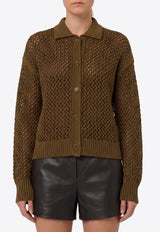 Max Mara Film Open Knit Cardigan Green 2621346041600-10017F-003