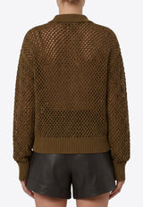 Max Mara Film Open Knit Cardigan Green 2621346041600-10017F-003