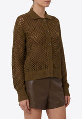 Max Mara Film Open Knit Cardigan Green 2621346041600-10017F-003