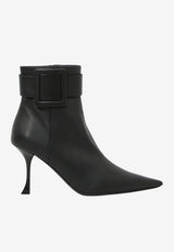 Roger Vivier Viv' Ville 85 Calf Leather Ankle Boots Black RVW83045760-TNR-B999
