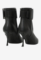 Roger Vivier Viv' Ville 85 Calf Leather Ankle Boots Black RVW83045760-TNR-B999