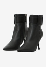 Roger Vivier Viv' Ville 85 Calf Leather Ankle Boots Black RVW83045760-TNR-B999