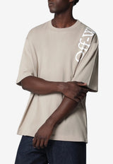 Off-White Vertical Bookish Logo T-shirt Beige OMAA120F26JER010/T_OFFW-0031