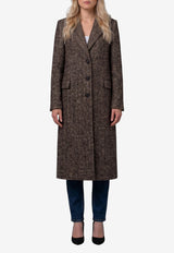 Tagliatore Amanda Single-Breasted Herringbone Coat Brown AMANDA-340218-M1160