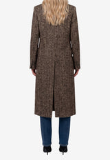 Tagliatore Amanda Single-Breasted Herringbone Coat Brown AMANDA-340218-M1160