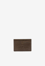 Tom Ford T Line Cardholder in Croc-Embossed Leather Brown Y0232LCL483SEBN_16dc5515-61b9-46e3-9bad-ba897ca9e93c
