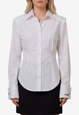The Attico Padded-Shoulders Poplin Shirt White 261WCH00050-052AA-001