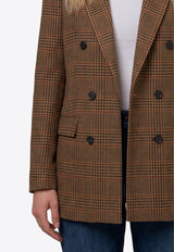 Tagliatore Jasmine Prince of Wales Wool Blazer Brown JJASMINE10B-440073-M1364
