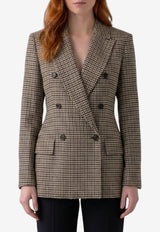 Max Mara Eccelso Houndstooth Jersey Blazer Brown 2621916091600-10143F-001