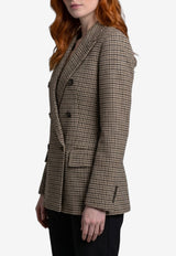 Max Mara Eccelso Houndstooth Jersey Blazer Brown 2621916091600-10143F-001