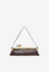 Jacquemus La Pochette Salon Shoulder Bag in Croc-Embossed Leather Brown BAW00413AC07G01/T_JACQM-850